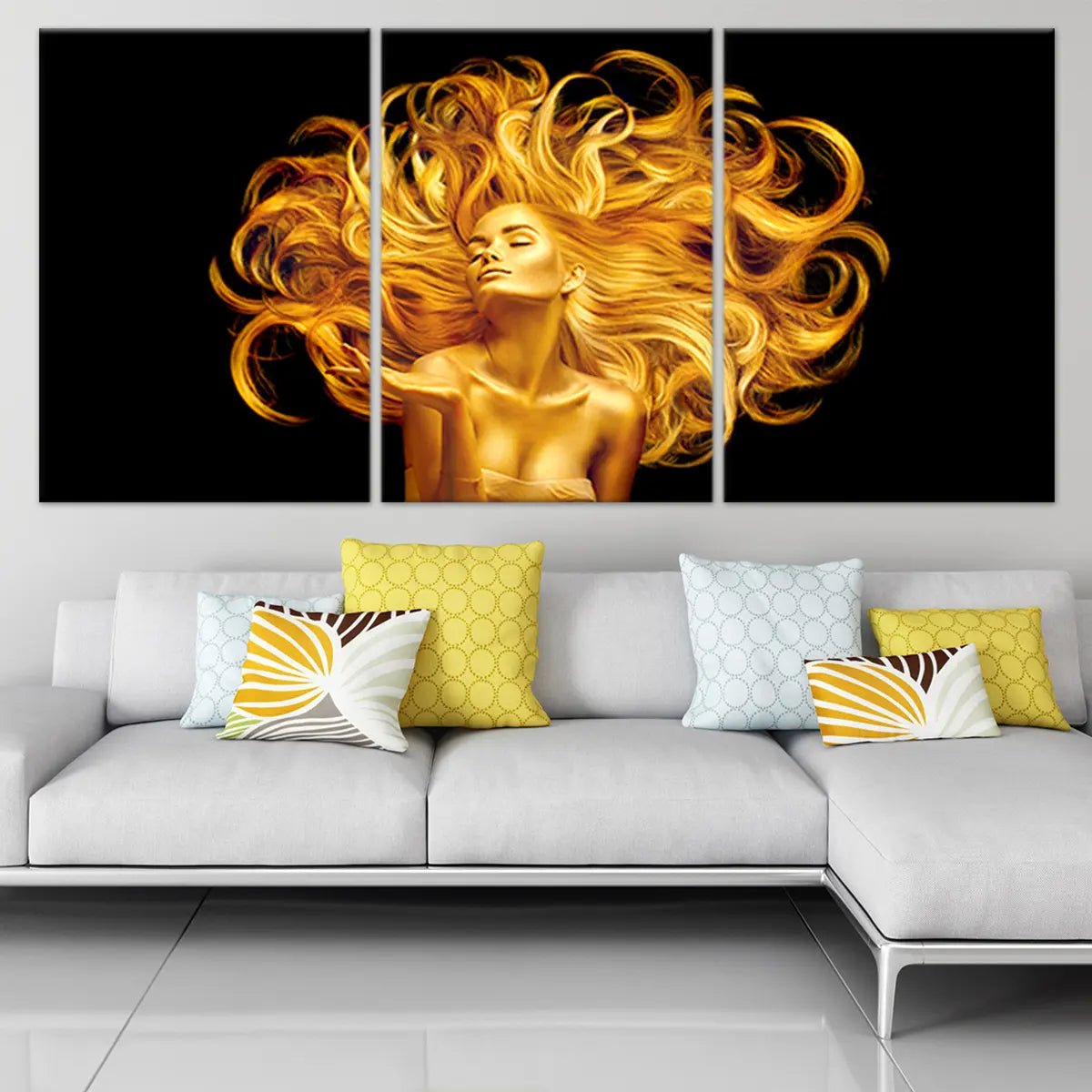 Golden Female Portrait Wall Art-Stunning Canvas Prints