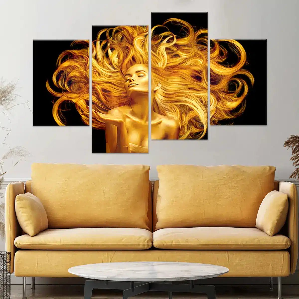 Golden Female Portrait Wall Art-Stunning Canvas Prints