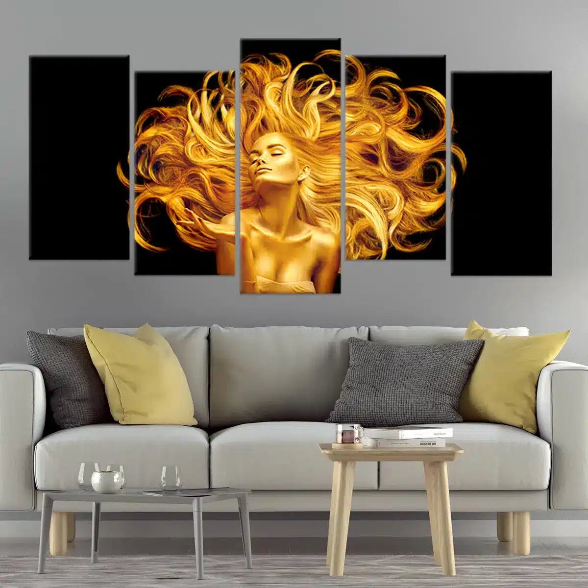 Golden Female Portrait Wall Art-Stunning Canvas Prints