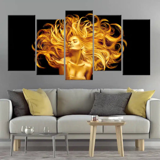 Golden Female Portrait Wall Art-Stunning Canvas Prints