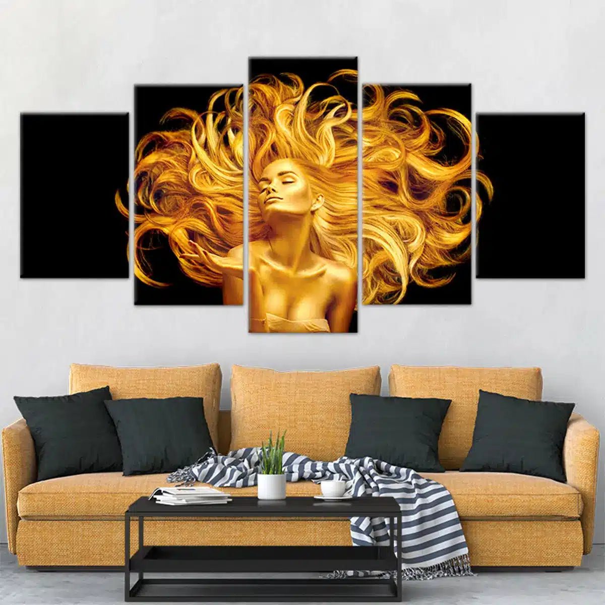 Golden Female Portrait Wall Art-Stunning Canvas Prints