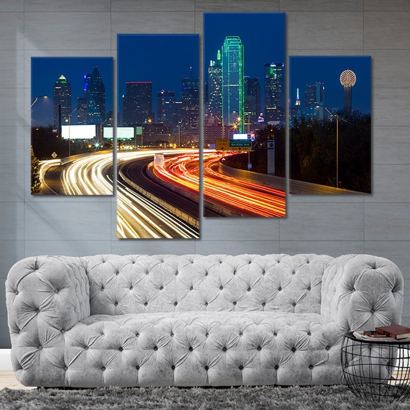 Dallas Skyline At Night Wall Art Canvas-Stunning Canvas Prints