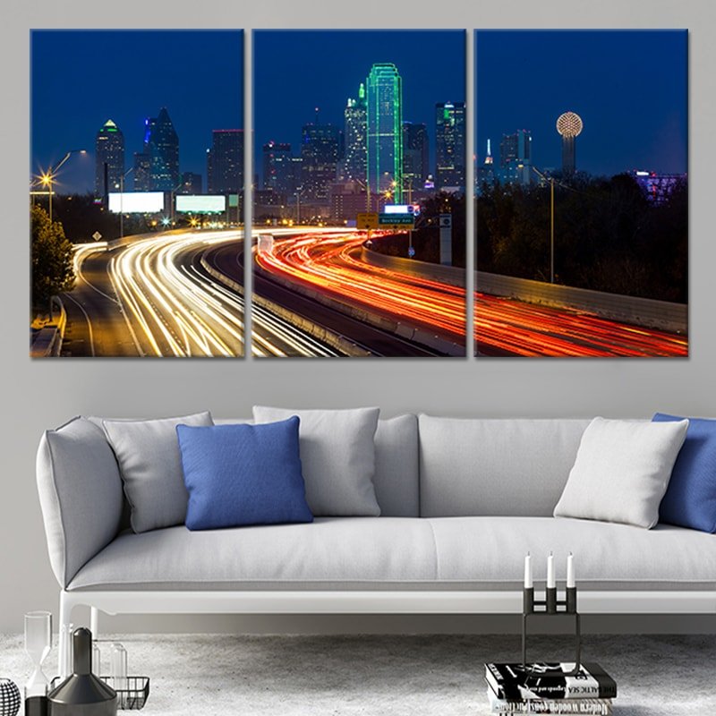 Dallas Skyline At Night Wall Art Canvas-Stunning Canvas Prints