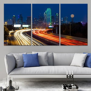 Dallas Skyline At Night Wall Art Canvas-Stunning Canvas Prints