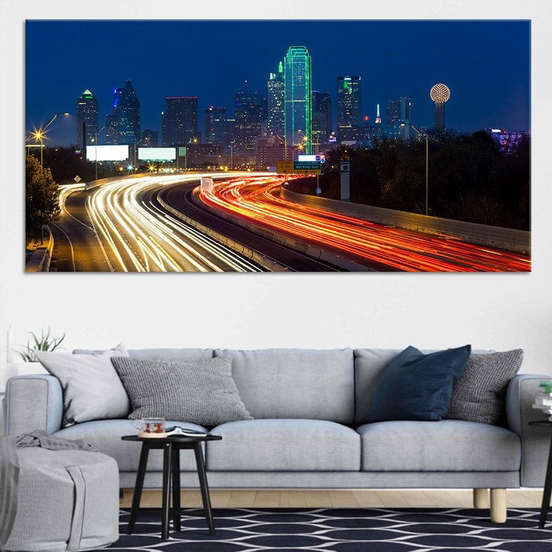 Dallas Skyline At Night Wall Art Canvas-Stunning Canvas Prints