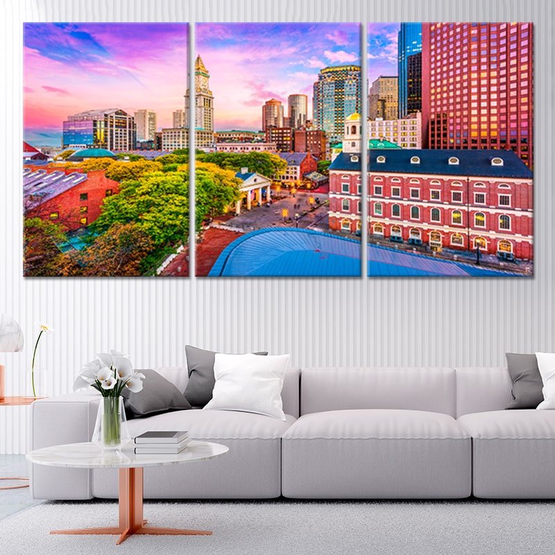 Historic Boston Skyline Wall Art Canvas-Stunning Canvas Prints