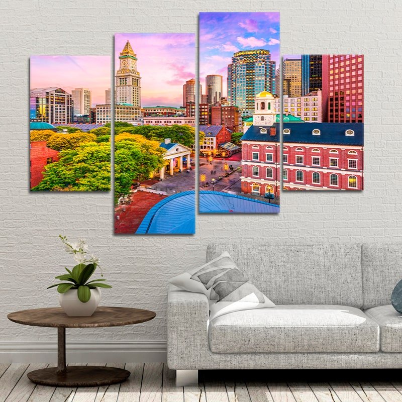 Historic Boston Skyline Wall Art Canvas-Stunning Canvas Prints