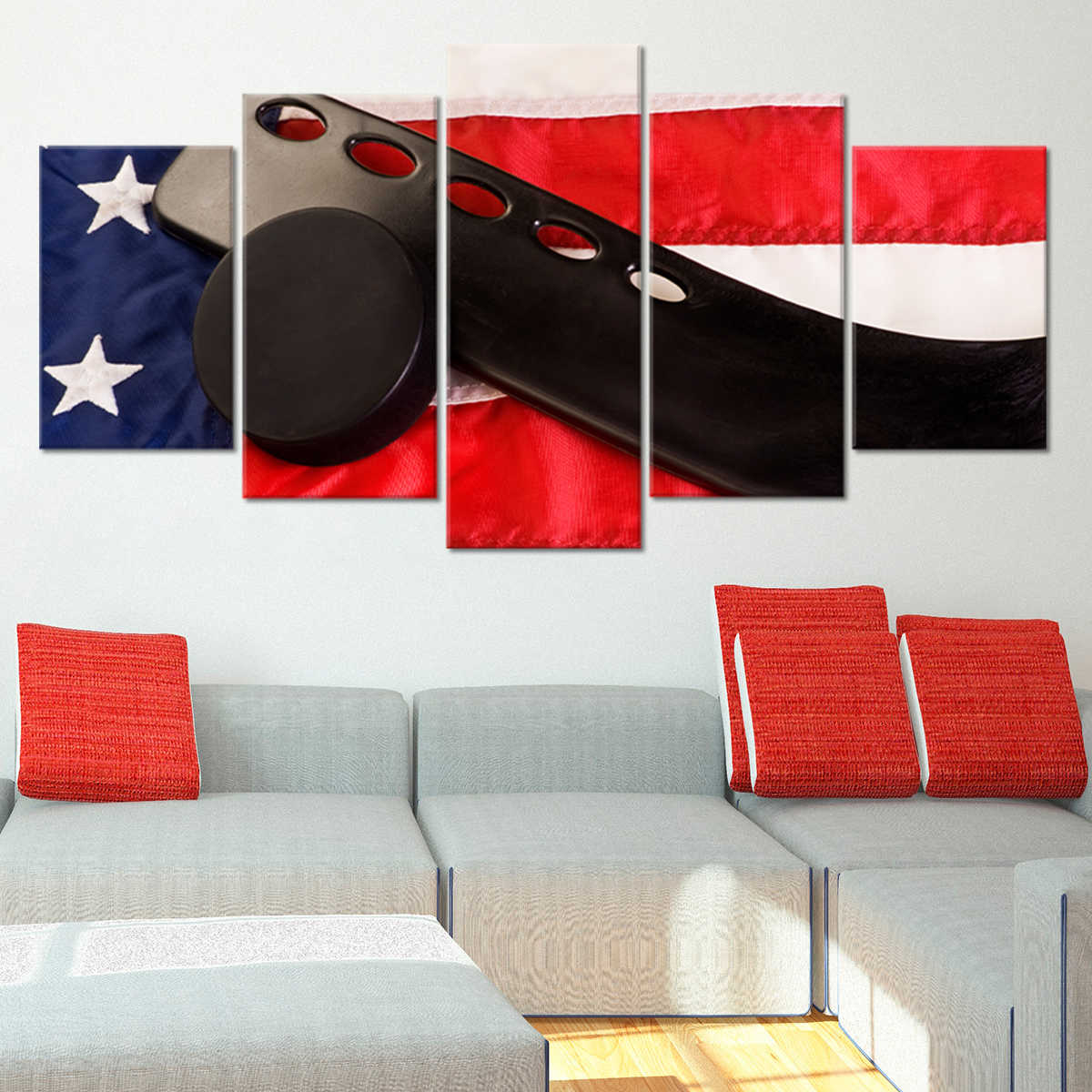 American Hockey Flag Wall Art Canvas Print-Stunning Canvas Prints