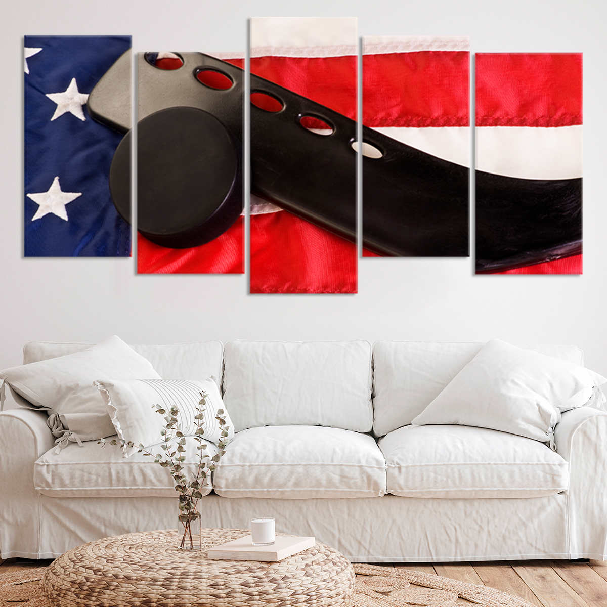American Hockey Flag Wall Art Canvas Print-Stunning Canvas Prints