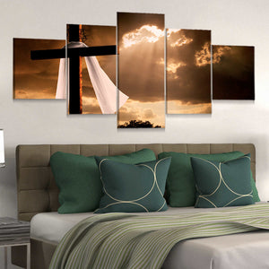 Beautiful Christian cross framed painting, faith wall art, spiritual home decoration.