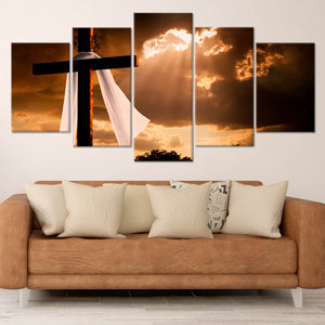 Christian cross artwork, inspirational canvas print, contemporary religious decor.
