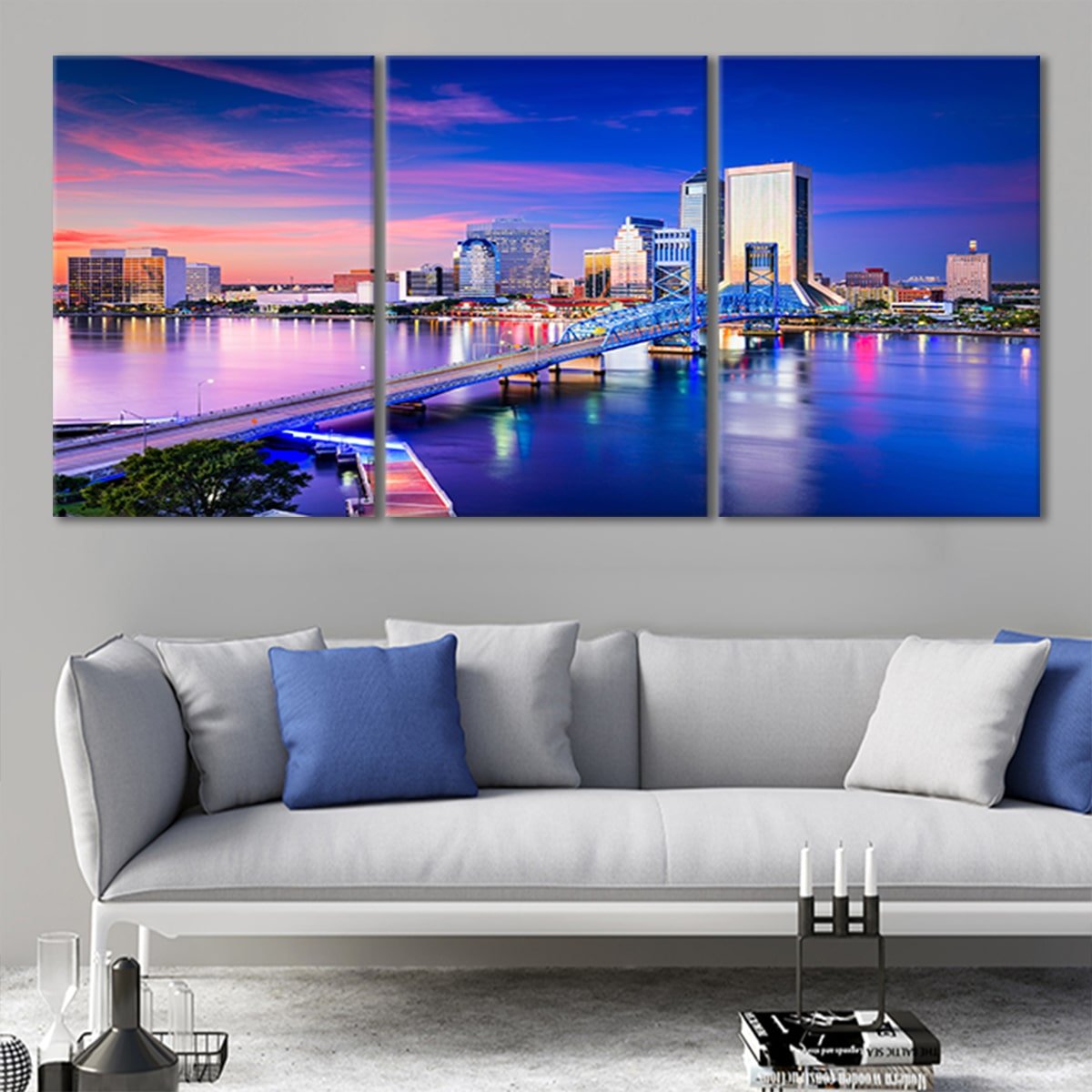 Jacksonville Florida Skyline Canvas Wall Art Set