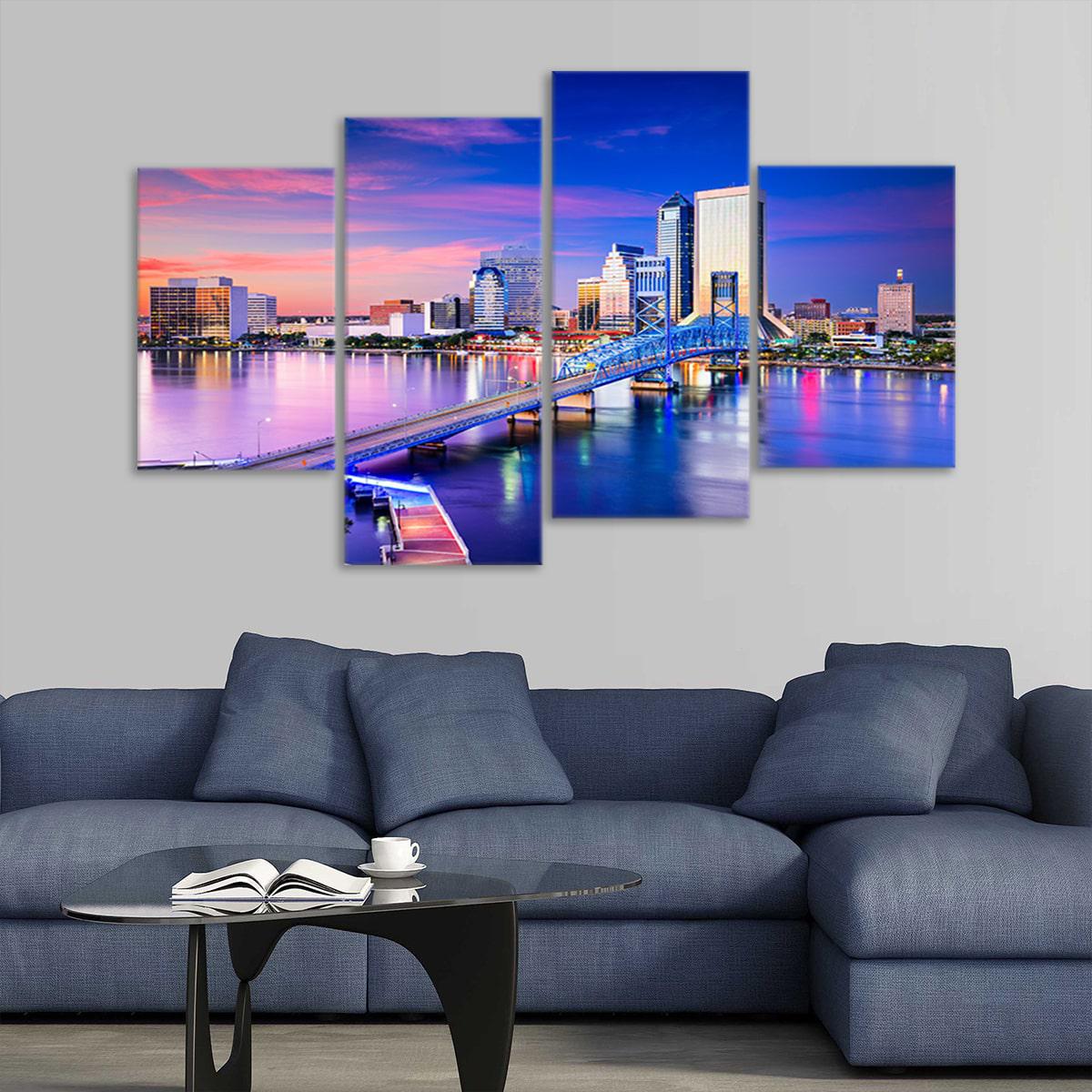 Jacksonville Skyline Wall Art Canvas-Stunning Canvas Prints