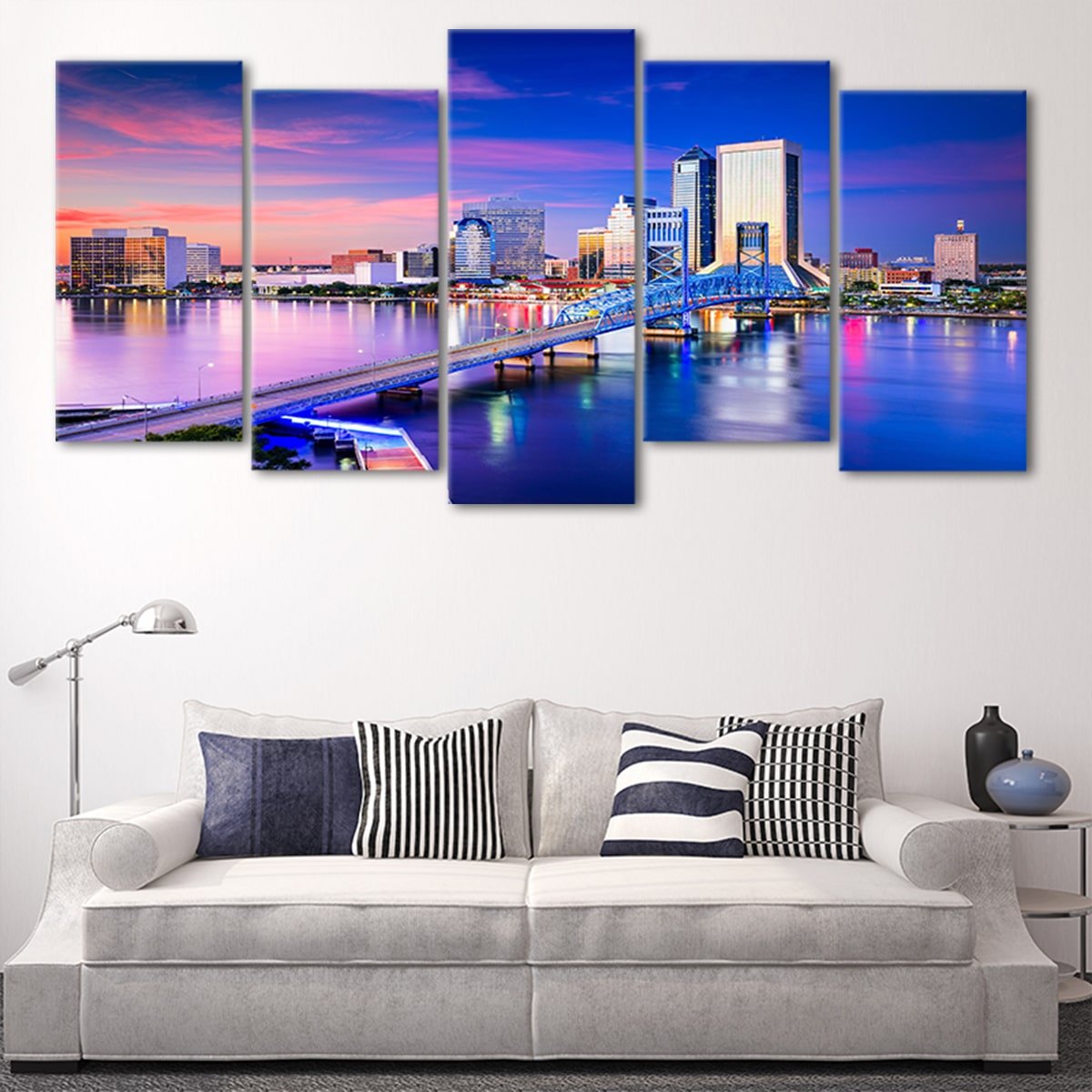 Jacksonville Florida Skyline Canvas Wall Art Set