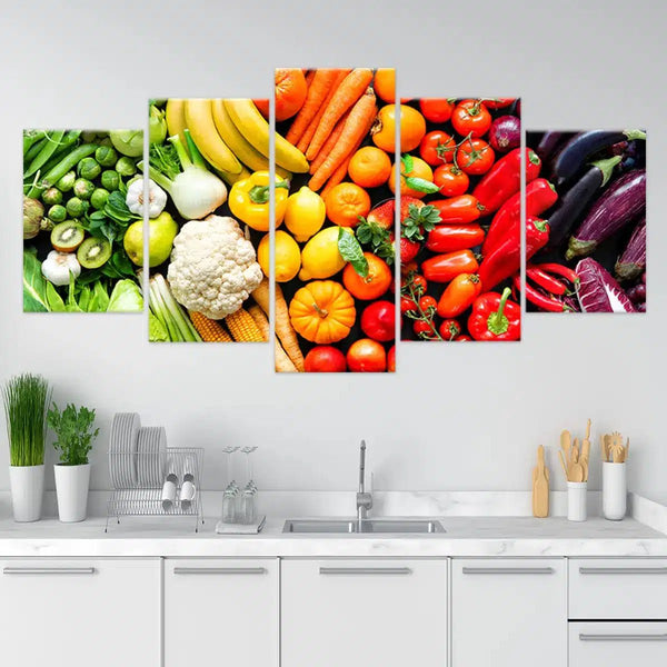 Fresh Fruits And Veggies Wall Art Canvas Print, Art Print & Painting