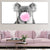 Koala pink bubble gum Canvas Wall Art Set