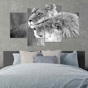 Black And White Loving Lions Wall Art Canvas-Stunning Canvas Prints