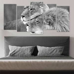 Black And White Loving Lions Wall Art Canvas-Stunning Canvas Prints
