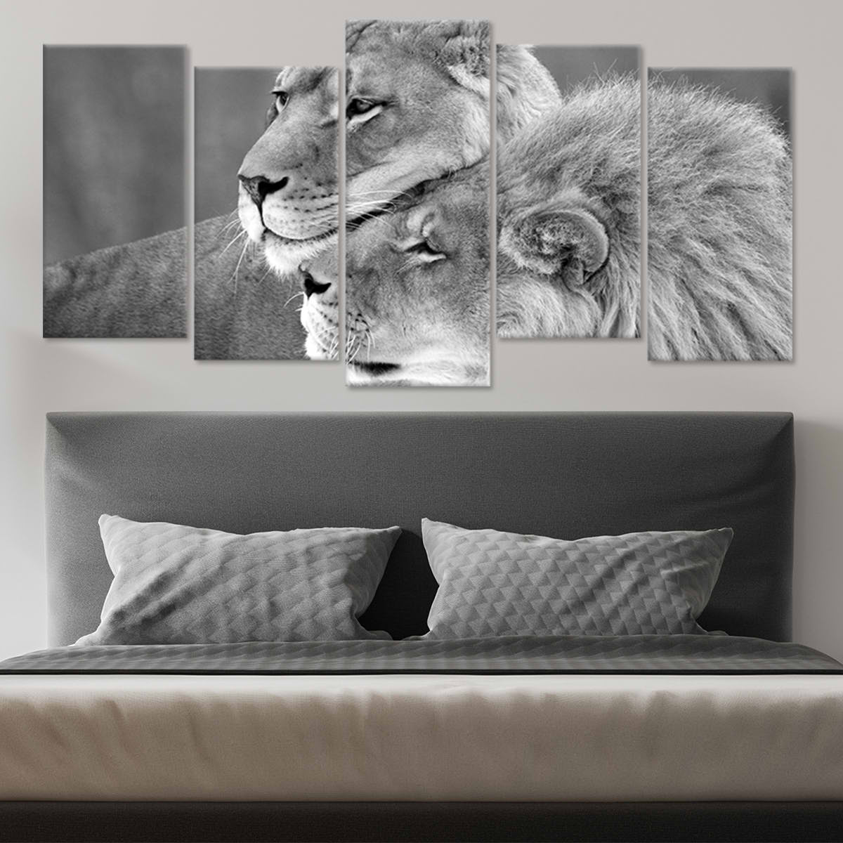 Black And White Loving Lions Wall Art Canvas-Stunning Canvas Prints