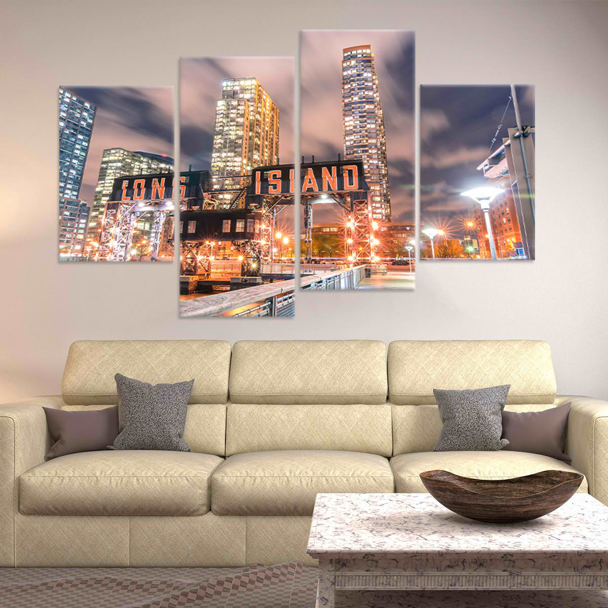 Long Island Pier Skyline Wall Art Canvas-Stunning Canvas Prints