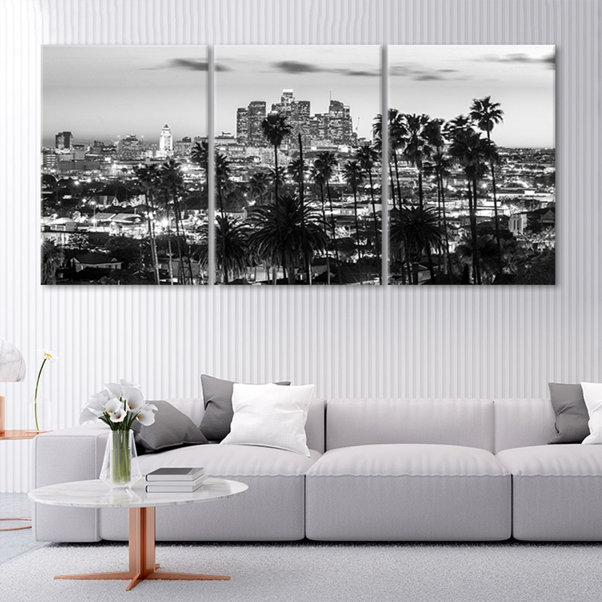 Black And White Los Angeles Skyline Wall Art Canvas-Stunning Canvas Prints