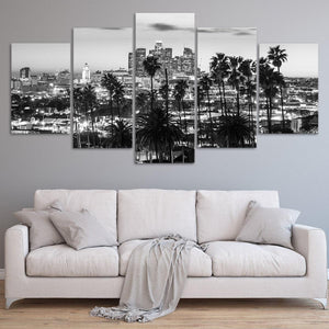 Black And White Los Angeles Skyline Wall Art Canvas-Stunning Canvas Prints