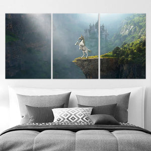 Unicorn And Medieval Castle Wall Art Canvas Print-Stunning Canvas Prints