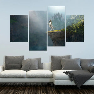 Unicorn And Medieval Castle Wall Art Canvas Print-Stunning Canvas Prints