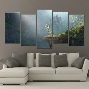 Unicorn And Medieval Castle Wall Art Canvas Print-Stunning Canvas Prints