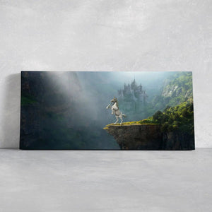 Unicorn And Medieval Castle Wall Art Canvas Print-Stunning Canvas Prints
