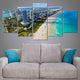 Coastal artwork featuring an aerial view of Miami’s white sandy beaches.