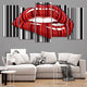 modern red lips 5 piece wall art