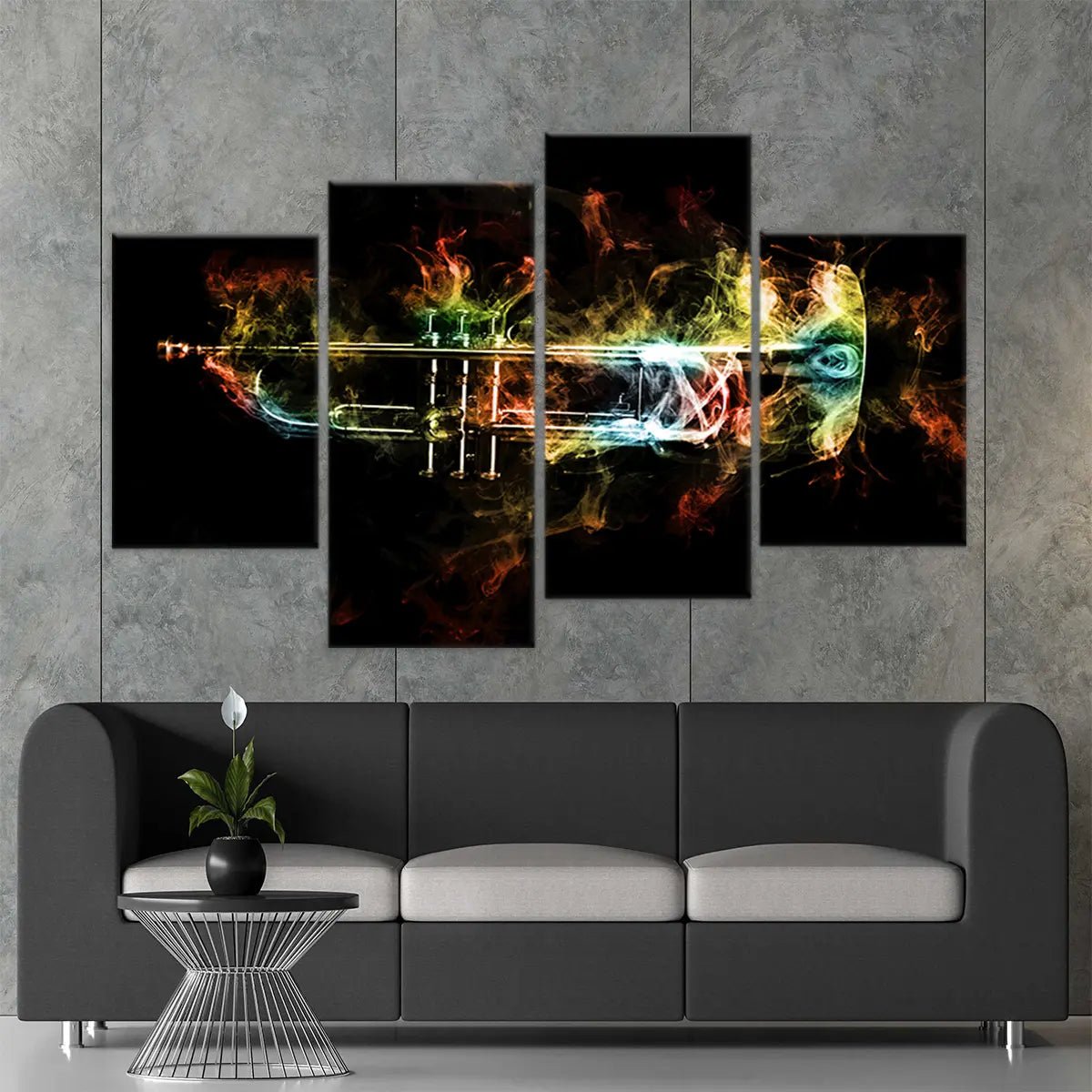 Smoky Brass Trumpet Wall Art Canvas Print-Stunning Canvas Prints