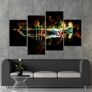 Smoky Brass Trumpet Wall Art Canvas Print-Stunning Canvas Prints