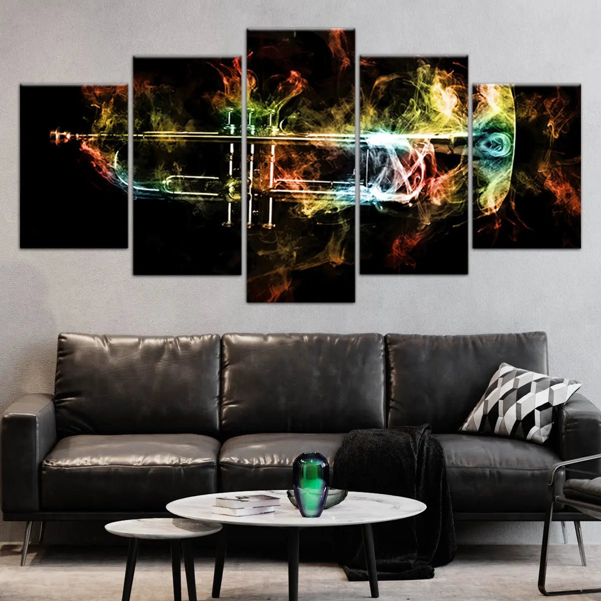 Smoky Brass Trumpet Wall Art Canvas Print-Stunning Canvas Prints