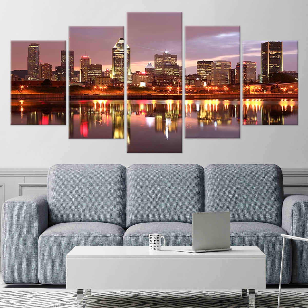 Montreal Cityscape At Dusk Canvas Wall Art-Stunning Canvas Prints