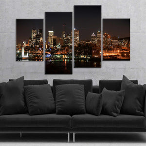 Montreal Skyline At Night Wall Art Canvas-Stunning Canvas Prints