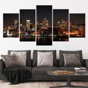 Montreal Skyline At Night Wall Art Canvas-Stunning Canvas Prints