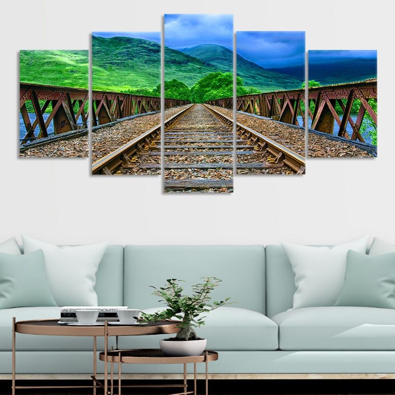 Train Bridge 3 piece wall art