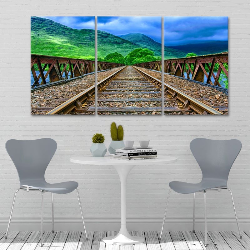 Train Bridge 3 piece wall art