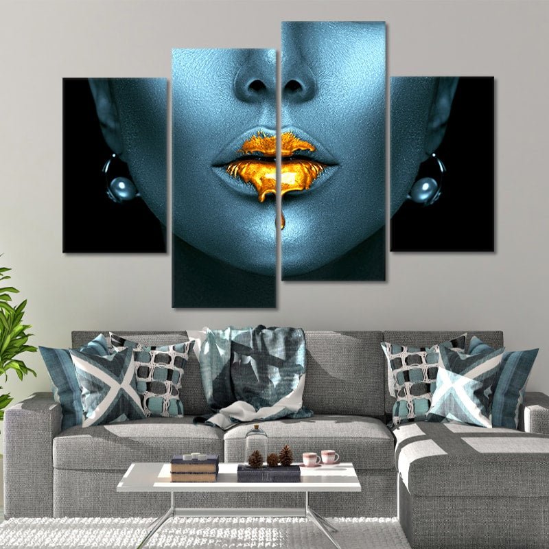 Gold Metallic Lips Wall Art Canvas Print-Stunning Canvas Prints