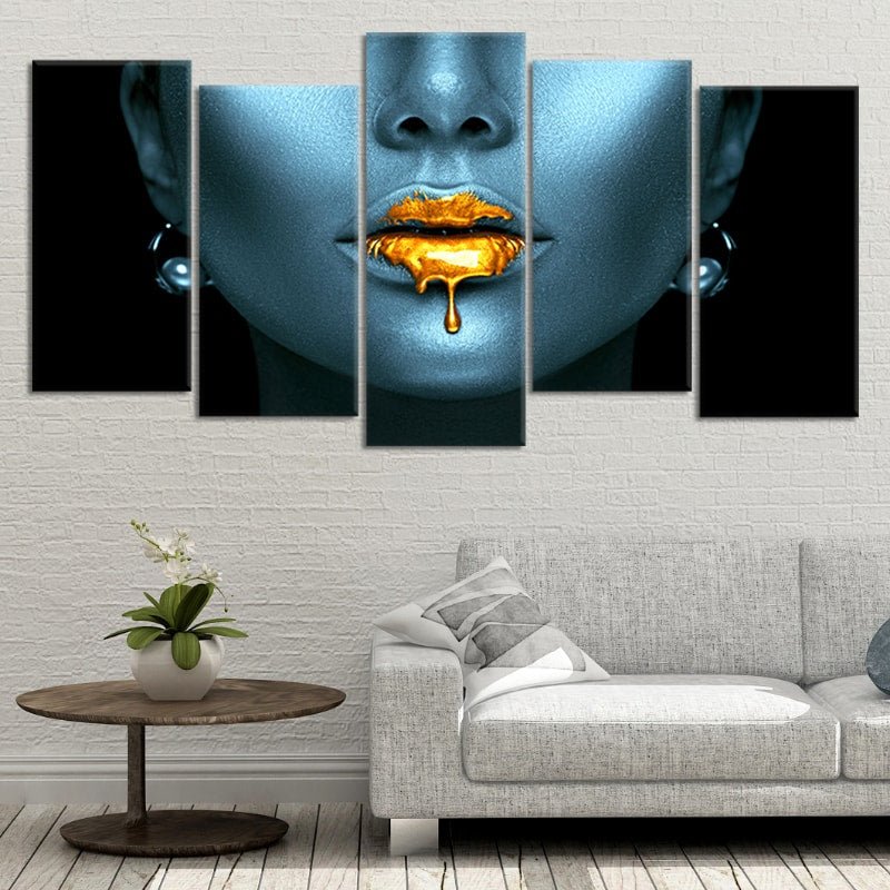 Gold Metallic Lips Wall Art Canvas Print-Stunning Canvas Prints
