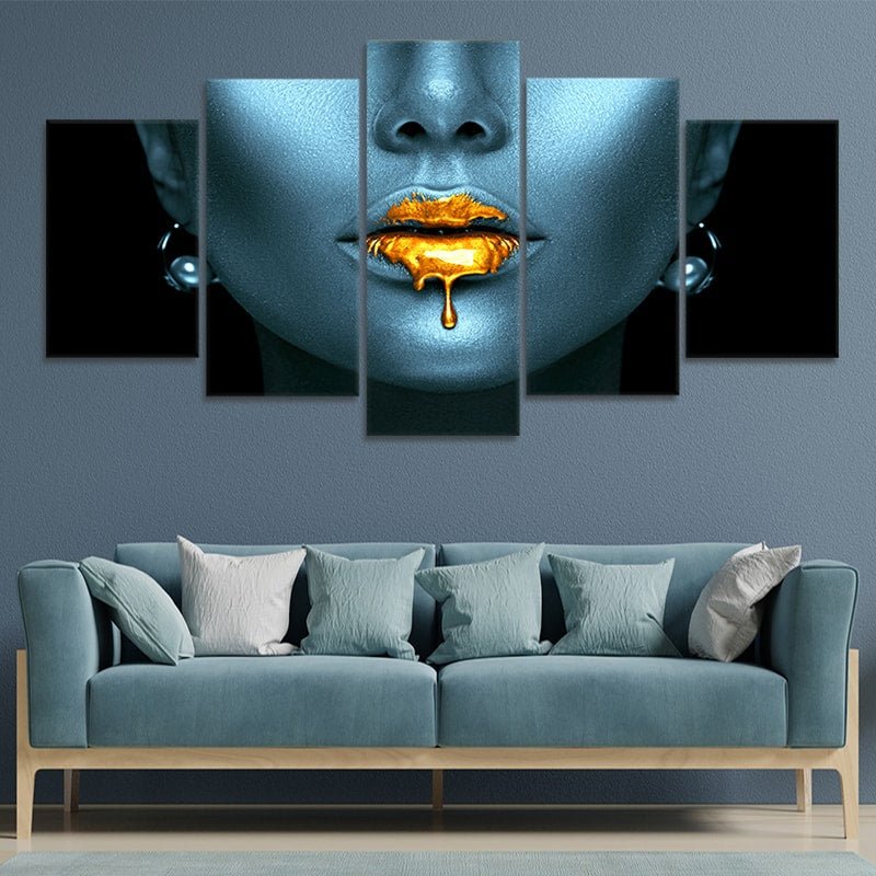 Gold Metallic Lips Wall Art Canvas Print-Stunning Canvas Prints