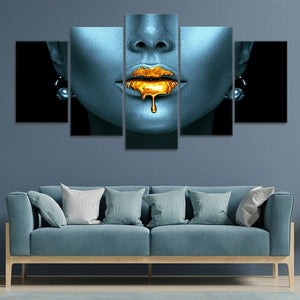 Gold Metallic Lips Wall Art Canvas Print-Stunning Canvas Prints