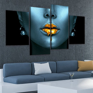 Gold Metallic Lips Wall Art Canvas Print-Stunning Canvas Prints