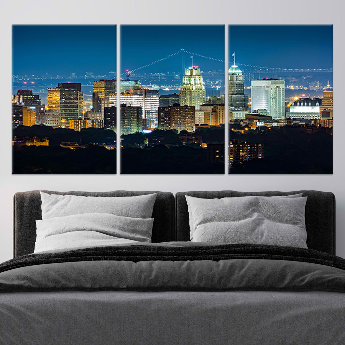 Newark Skyline At Night Wall Art Canvas-Stunning Canvas Prints