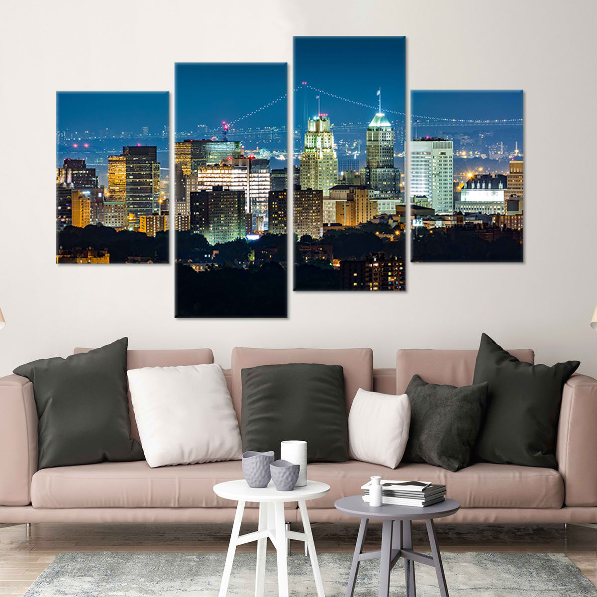 Newark Skyline At Night Wall Art Canvas-Stunning Canvas Prints
