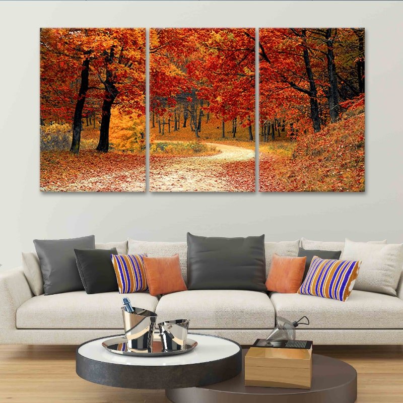 Oversized framed autumn nature print for farmhouse home decor
