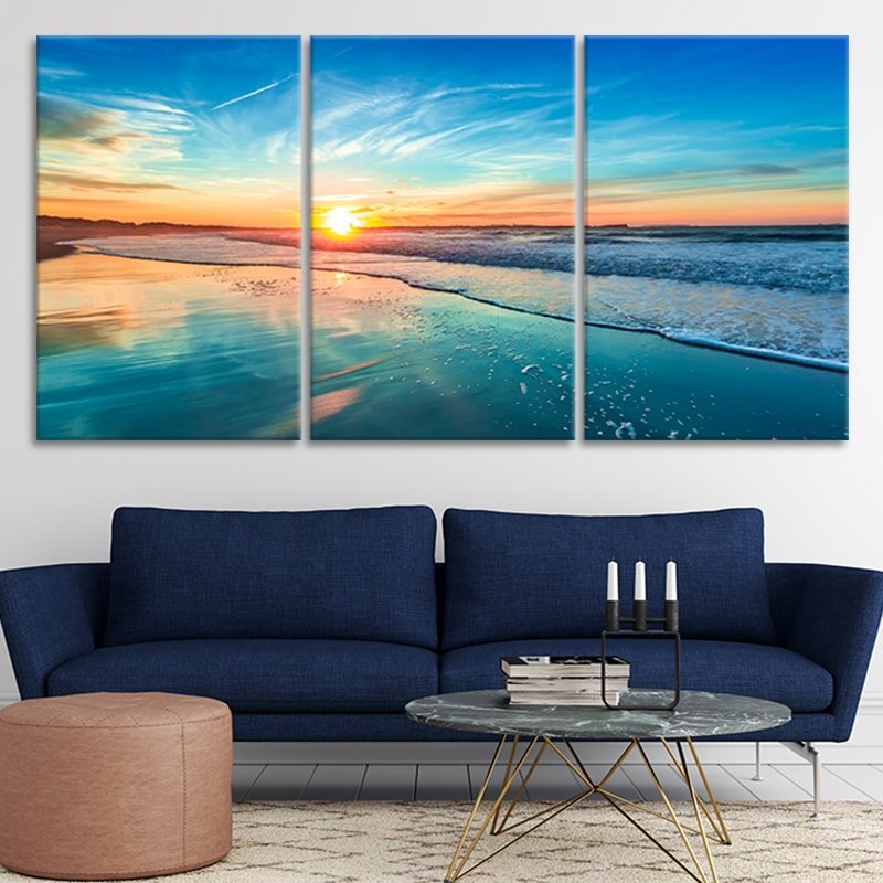 Beach Theme Artwork Canvas, Coastal Wall Art, Ocean Canvas Print, Tropical Beach Decor, Large Seascape Painting, Nautical Wall Art, Beach House Canvas Print