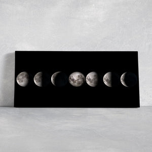 Moon Cycle Wall Art, phases of the moon wall art​, moon phases artwork, black and white celestial wall art, minimalistic artwork